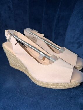 Paseart Women’s Pink Espadrille Wedge Slingback w/ Rhinestone Buckle EU41 US10